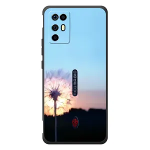Силиконовый Чехол с одуванчиками на ZTE Nubia RedMagic 6R (Закат с одуванчиком)
