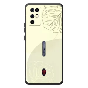 Чехол цветочный дизайн для ZTE Nubia RedMagic 6R (Зелёный фон)