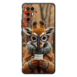 Друкований чохол 'Звірята з кавою' для ZTE Nubia RedMagic 6R (Жираф з кавою)