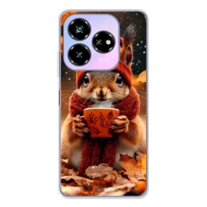 Печатный чехол «Зверята с кофе» для ZTE Nubia V60 Design (Белка с кофе)