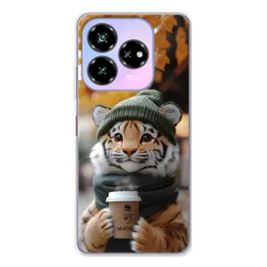 Печатный чехол «Зверята с кофе» для ZTE Nubia V60 Design (Тигр с кофе)