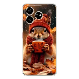 Печатный чехол «Зверята с кофе» для ZTE Nubia V60 (Белка с кофе)
