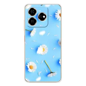 Чехол с Цветами для ZTE Nubia V60 (ромашки на голубом)