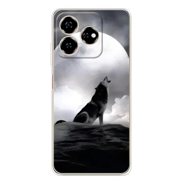 Чехол с рисунком «Волк и луна» для ZTE Nubia V60