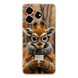 Печатный чехол «Зверята с кофе» для ZTE Nubia V60 (Жираф с кофе)