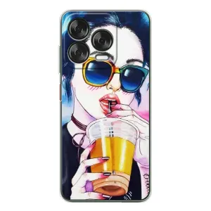 Чехол с картинкой Модные Девчонки ZTE Nubia V70 Design (Девушка с коктейлем)