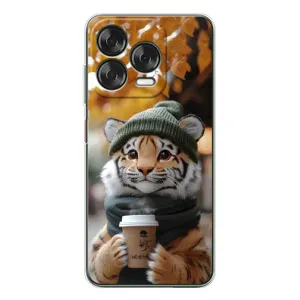 Друкований чохол 'Звірята з кавою' для ZTE Nubia V70 Design (Тигр з кавою)