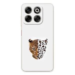 Чехол с леопардовым принтом на ZTE Nubia V70 (Леопард на белом)