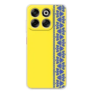 Силиконовый Чехол на ZTE Nubia V70 (Вышиванка на желтом)