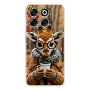 Печатный чехол «Зверята с кофе» для ZTE Nubia V70 (Жираф с кофе)
