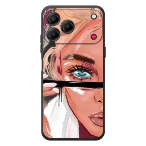 Силіконовый Чохол на ZTE Nubia V80 Design з картинкой Модных девушек (Дівчина та вії)