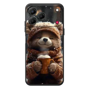 Печатный чехол «Зверята с кофе» для ZTE Nubia V80 Design (Медвежонок с кофе)