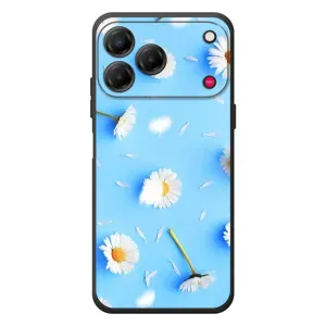 Чохол з Квітами для ZTE Nubia V80 Design (ромашки на блакитному)