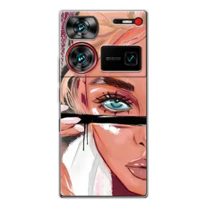 Силиконовый Чехол на ZTE Nubia Z60 Ultra с картинкой Стильных Девушек (Девушка и ресницы)