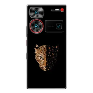 Чехол с леопардовым принтом на ZTE Nubia Z60 Ultra (Леопард на черном)