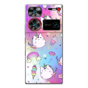 Чехол Unicorn на ZTE Nubia Z60 Ultra (Радуга и Единорог)