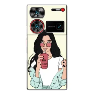 Силиконовый Чехол на ZTE Nubia Z60 Ultra с картинкой Стильных Девушек (С напитком)