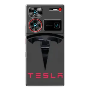 Силиконовый бампер с картинкой машины на ZTE Nubia Z60 Ultra (Logo TESLA)