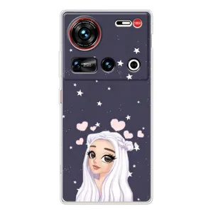 Чехол Стильные девушки на ZTE Nubia Z70 Ultra (Девушка и сердечки)