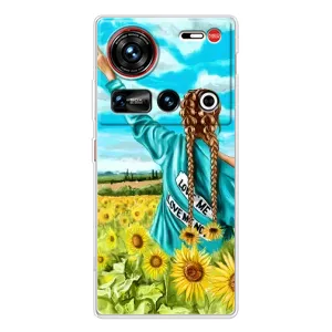 Чехол Стильные девушки на ZTE Nubia Z70 Ultra (Девушка на поле)