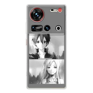Чехол с персонажами АНИМЕ на ZTE Nubia Z70 Ultra (Кирито-Асуна)