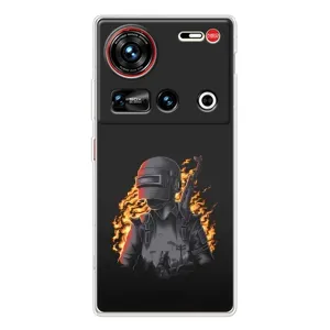 Силиконовый чехол с картинкой "Герой Pubg" на ZTE Nubia Z70 Ultra (В огне)