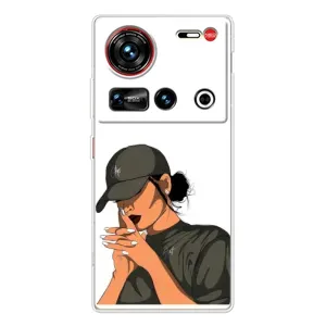 Силиконовый Чехол на ZTE Nubia Z70 Ultra с картинкой Стильных Девушек (В зеленом)
