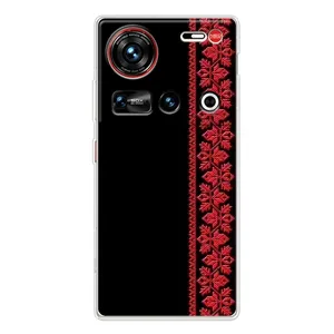 Силиконовый Чехол на ZTE Nubia Z70 Ultra с картинкой Вышиванки (Вышиванка на черном)