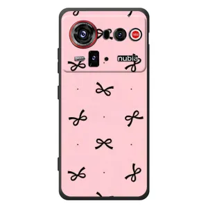 Чехол банты для ZTE nubia Z80 Ultra (Черные бантики)