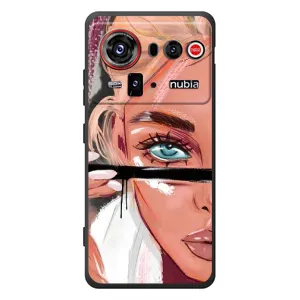 Силиконовый Чехол на ZTE nubia Z80 Ultra с картинкой Стильных Девушек (Девушка и ресницы)
