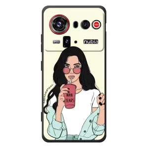 Силиконовый Чехол на ZTE nubia Z80 Ultra с картинкой Стильных Девушек (С напитком)