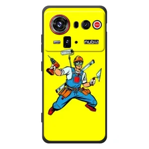 Силиконовый бампер (Работники) на ZTE nubia Z80 Ultra (Строитель)