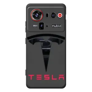 Силіконовий бампер з картинкою машини на ZTE nubia Z80 Ultra (Logo TESLA)