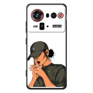 Силиконовый Чехол на ZTE nubia Z80 Ultra с картинкой Стильных Девушек (В зеленом)