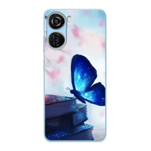 Силиконовый бампер с картинкой животных для ZTE V40 Design (Бабочка синяя)