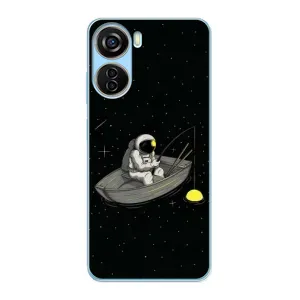 Силиконовый Чехол с принтом "Космонавты" на ZTE V40 Design (Космонавт на рыбалке)