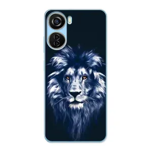 Чехол с картинкой на ZTE V40 Design (Лев - синий)