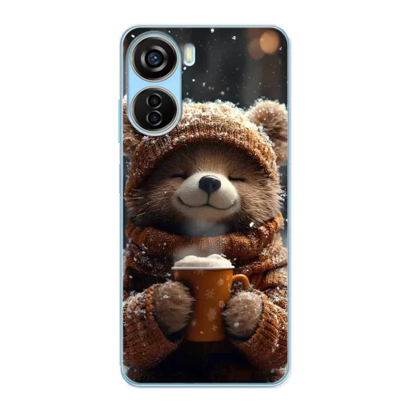 Чехол с рисунком «Медвежонок с кофе» для ZTE V40 Design Чехол с рисунком «Медвежонок с кофе» для ZTE V40 Design