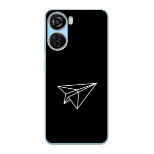 Чехол с картинками на черном фоне для ZTE V40 Design (Самолетик)