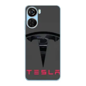 Силиконовый бампер с картинкой машины на ZTE V40 Design (Logo TESLA)
