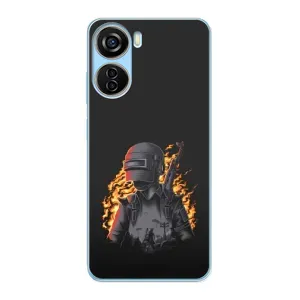 Силиконовый чехол с картинкой "Герой Pubg" на ZTE V40 Design (В огне)