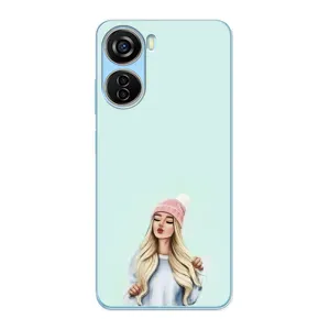 Силиконовый Чехол на ZTE V40 Design с картинкой Стильных Девушек (В шапке)