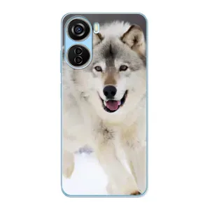 Чехол с Волком на ZTE V40 Design (Волк на снегу)