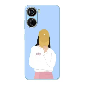 Силиконовый Чехол на ZTE V40 Design с картинкой Стильных Девушек (Желтая кепка)