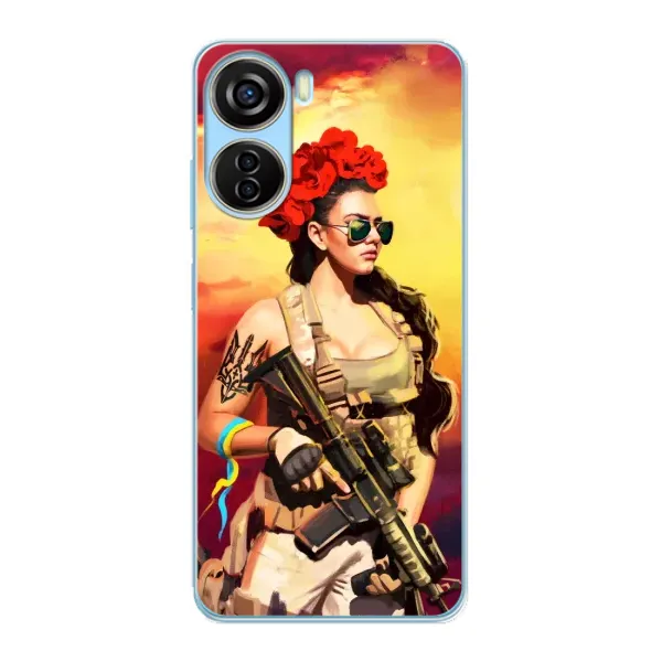 Чехол с рисунком «Женщина солдат» для ZTE V40 Design Чехол с рисунком «Женщина солдат» для ZTE V40 Design