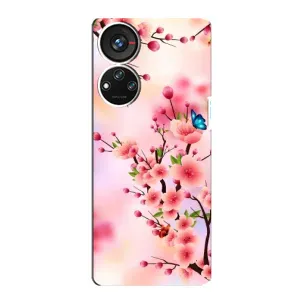 Чехол с принтом САКУРЫ на ZTE Blade V40s (Бабочки на сакуре)