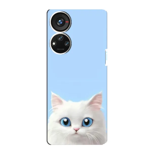 Чехол с рисунком «Белый кот» для ZTE Blade V40s