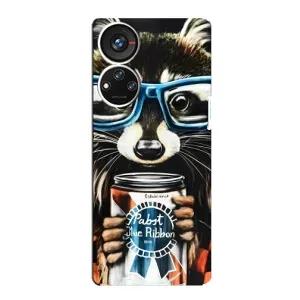 Силиконовый Чехол с Енотами на ZTE Blade V40s (Енот в очках)