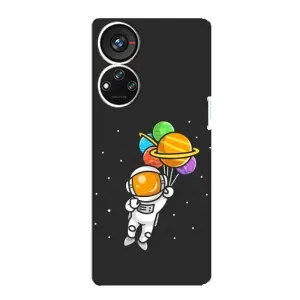 Силиконовый Чехол с принтом "Космонавты" на ZTE Blade V40s (Космонавт с шариками)