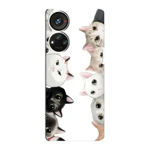 Силиконовый чехол с котиком для ZTE Blade V40s (Коты)